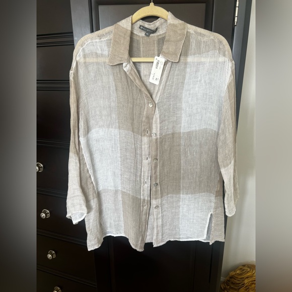 Gauzy white and cream button up - Picture 1 of 4